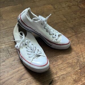 White Canvas Sneakers with Red Trim